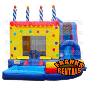 Jump N Splash Birthday Cake Wet - Dry Bounce House & Slide Combo